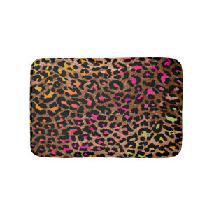 PixDezines Leopard/Regnbågsfärger/Justerbara Badrumsmatta