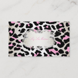 PixDezines leopard/rosa champagne Visitkort