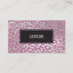 PixDezines leopard/rosa/fals glitter+silver Visitkort
