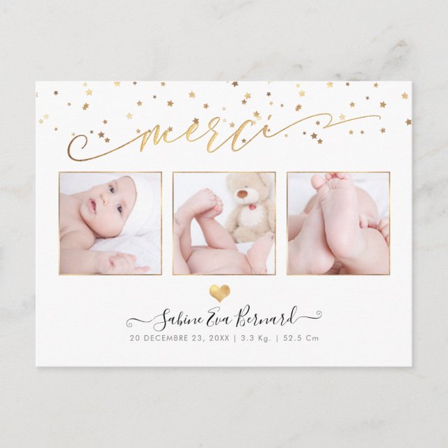 PixDezines les Étoales D'or Remerciements Vykort (Framsida)