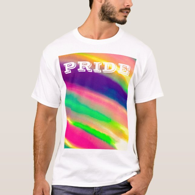 PixDezines LGBT Watercolor Rainbow, Pride T Shirt (Framsida)