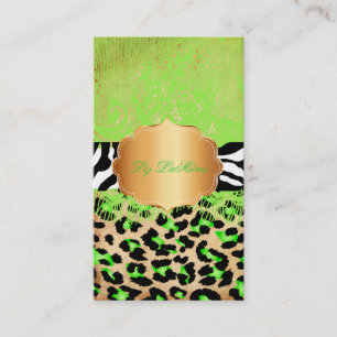 PixDezines lila vintage spets+gepard+zebra Visitkort