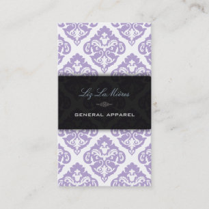 PixDezines Lila + White Olivia Damask Visitkort