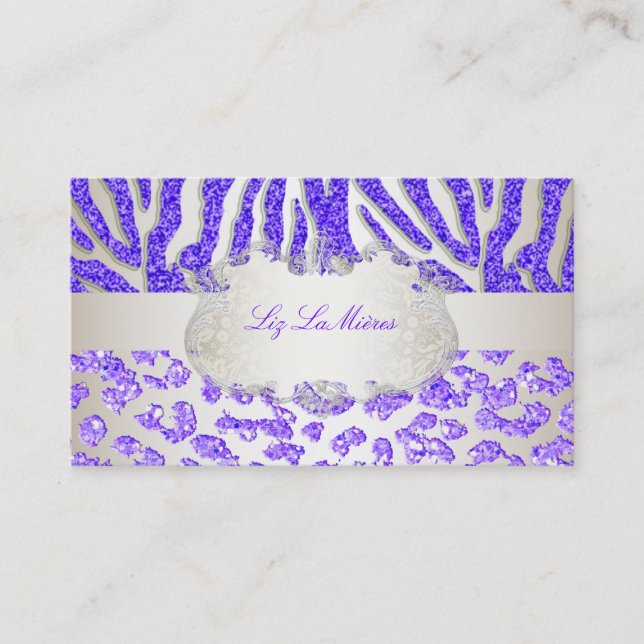 PixDezines lila zebra/leopard Visitkort (Framsida)