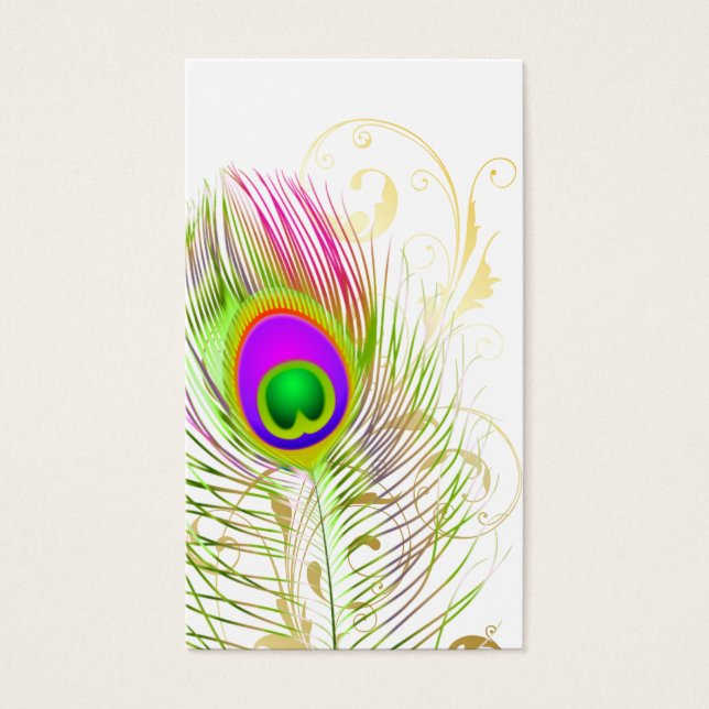 PixDezines LIME+FUSCHIA PEACOCK PLUME/diy bckgrand Visitkort (Framsidan)