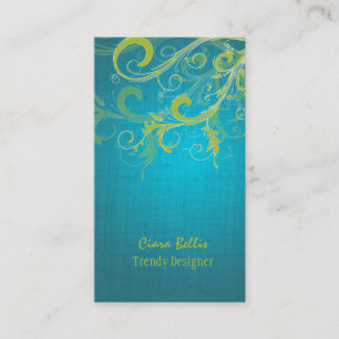 PixDezines lime swirls/faux linen Visitkort
