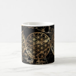 PixDezines LIVETS BLOMMA FALSK GULD+MARmor Kaffemugg