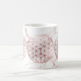 PixDezines LIVETS BLOMMA FALSK ROSÉGULD+MARmor Kaffemugg