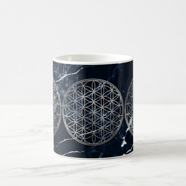 PixDezines LIVETS BLOMMA FALSK SILVER+MARMOR Kaffemugg (Center)