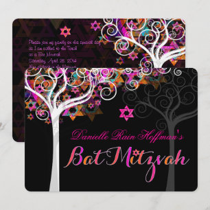 PixDezines livets träd Bat Mitzvah/diy bakgrund Inbjudningar