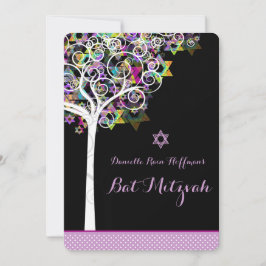 PixDezines livets träd Bat mitzvah/dyy-bakgrund Inbjudningar
