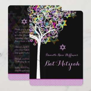 PixDezines livets träd Bat mitzvah/dyy-bakgrund Inbjudningar