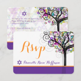 PixDezines livets träd Bat mitzvah/dyy-bakgrund Inbjudningar