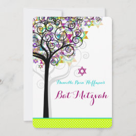 PixDezines livets träd Bat mitzvah/dyy-bakgrund Inbjudningar