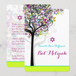 PixDezines livets träd Bat mitzvah/dyy-bakgrund Inbjudningar