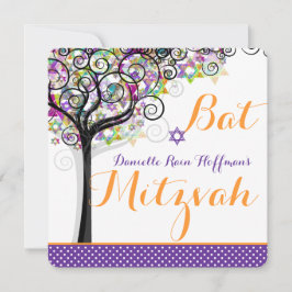 PixDezines livets träd Bat mitzvah/dyy-bakgrund Inbjudningar