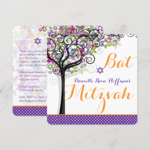 PixDezines livets träd Bat mitzvah/dyy-bakgrund Inbjudningar