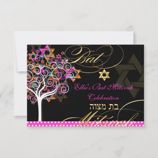 PixDezines Livets träd/Bat mitzvah Firande OSA Kort (Framsida)