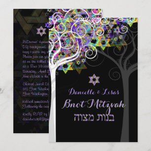 PixDezines livets träd B'not Mitzvah Inbjudningar