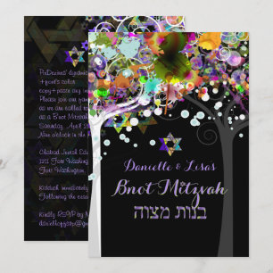 PixDezines livets träd B'not Mitzvah Inbjudningar
