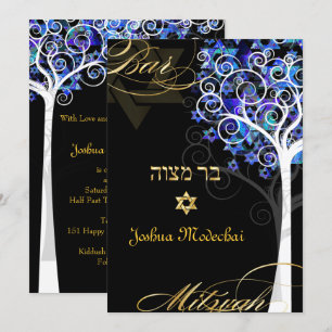 PixDezines livets träd mitzvah/DIY-bakgrund Inbjudningar