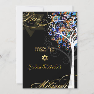 PixDezines livets träd mitzvah/DIY-bakgrund Inbjudningar