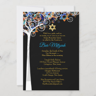 PixDezines livets träd mitzvah/DIY-bakgrund Inbjudningar