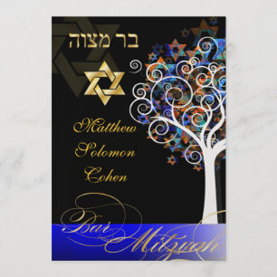PixDezines livets träd mitzvah/metallisk is Inbjudningar
