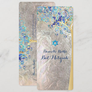 PixDezines Livets Träd Mitzvah/Silverfolie Inbjudningar