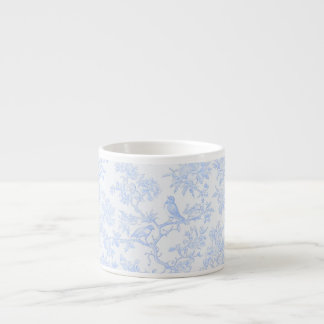 PixDezines Ljusblå Chinoiserie, Fågel Peonior Espressomugg