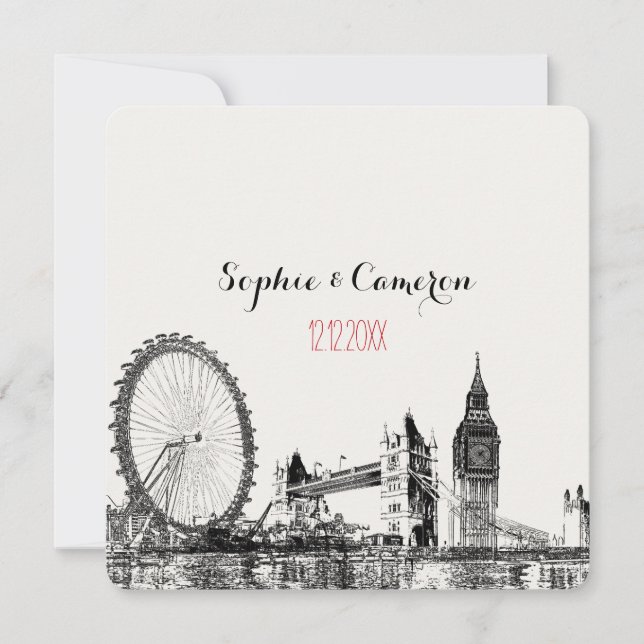 PixDezines london/DIY bakgrundsfärg Inbjudningar (Framsida)