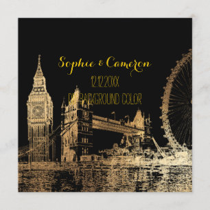 PixDezines London/Faux Gold Foil/DIY-bakgrund Inbjudningar