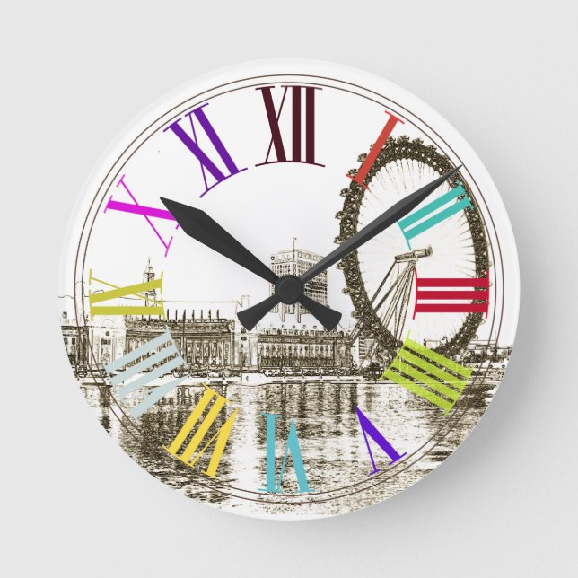PixDezines london öga/DIY-bakgrund färg Rund Klocka (Framsida)