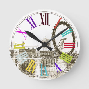 PixDezines london öga/DIY-bakgrund färg Rund Klocka