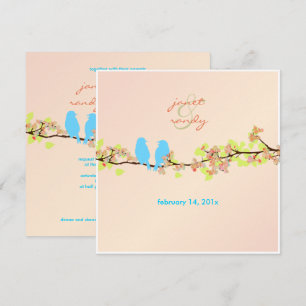 PixDezines LOVE BIRDS/BLUE/DIY BAKGRUND Inbjudningar