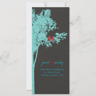 PixDezines Love birds, Teal Ash Träd/DIY färg! Inbjudningar