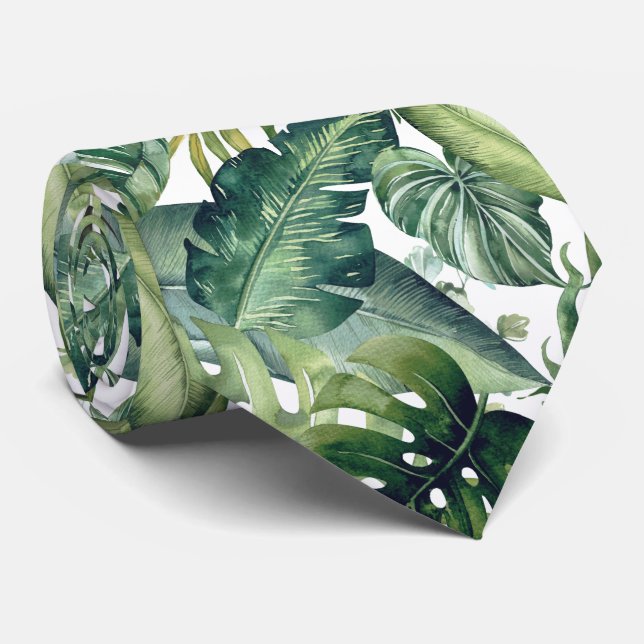 PixDezines Lush Greenery Tropical Foliage Neck Tie Slips (Rullad)