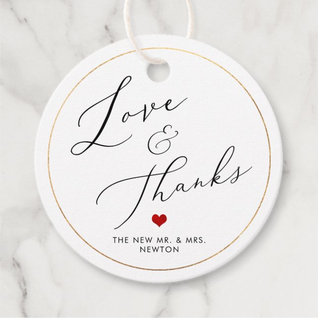 PixDezines Luxe Calligraphy Kärlek och tack Gåvor Etiketter (Framsida)