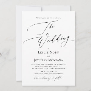 PixDezines Luxe Calligraphy Minimalist Bröllop Inbjudningar