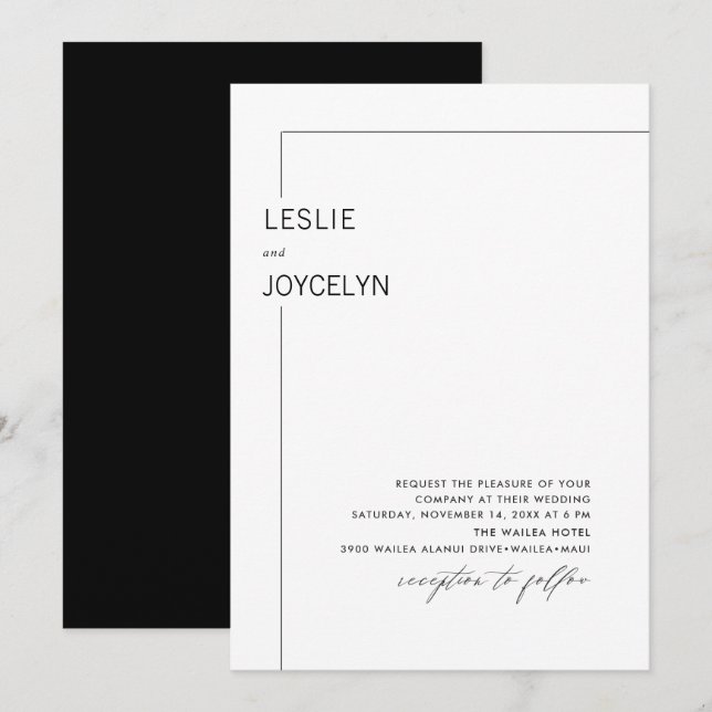 PixDezines Luxe Calligraphy Minimalist Foil Invita Inbjudningar (Fram/baksida)