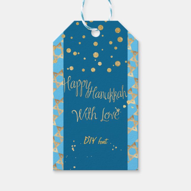 PixDezines Lycklig Hanukkah/Faux Guld/DIY färg Presentetikett (Framsidan)