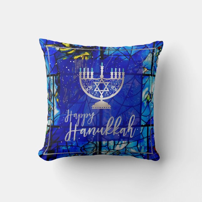 PixDezines Lycklig Hanukkah|Målat glas Kudde (Framsida)