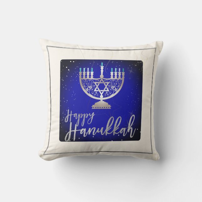 PixDezines Lycklig Hanukkah|Menorah Kudde (Framsida)