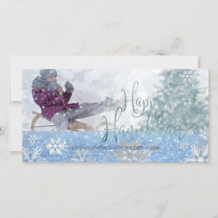 PixDezines Lycklig Hanukkah Snö Bokeh Julkort