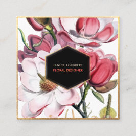 PixDezines MAGNOLIA/VINTAGE BOTANICAL-UTSKRIFT Fyrkantigt Visitkort