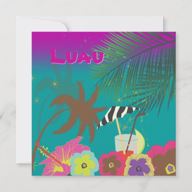 PixDezines Mai Tai, Luau på stranden Inbjudningar (Framsida)