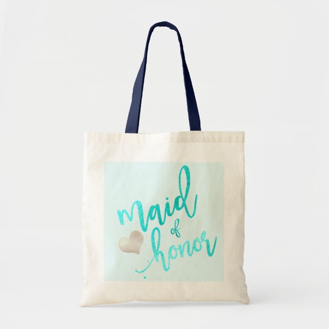 PixDezines Maid of honor/Faux Foil/Aqua Tygkasse (Framsidan)