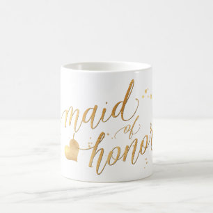 PixDezines Maid of honor/Faux Guld/Modern skript Kaffemugg