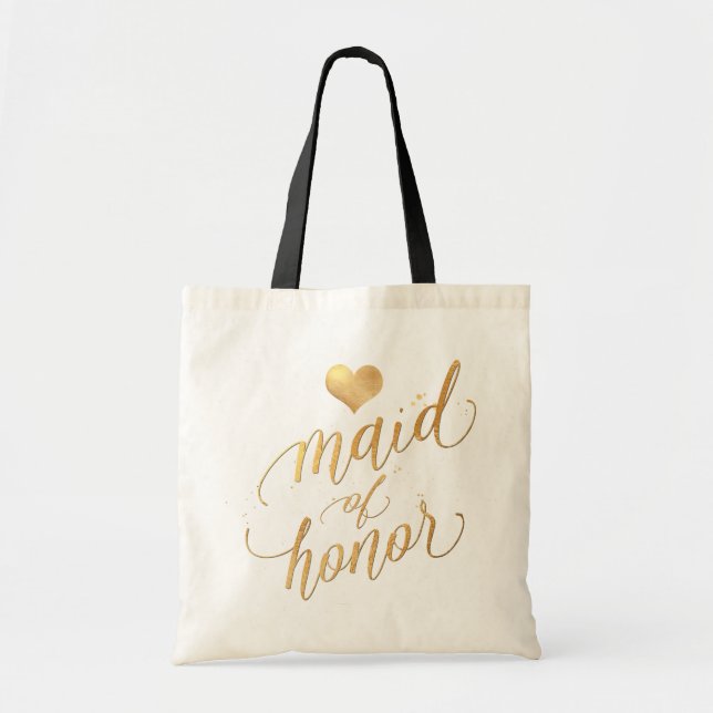 PixDezines Maid of honor/Faux Guld-skript Tygkasse (Framsidan)