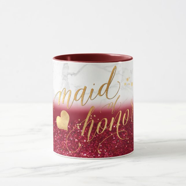 PixDezines Maid of honor/Marble+Guld+Red Glitter Mugg (Center)